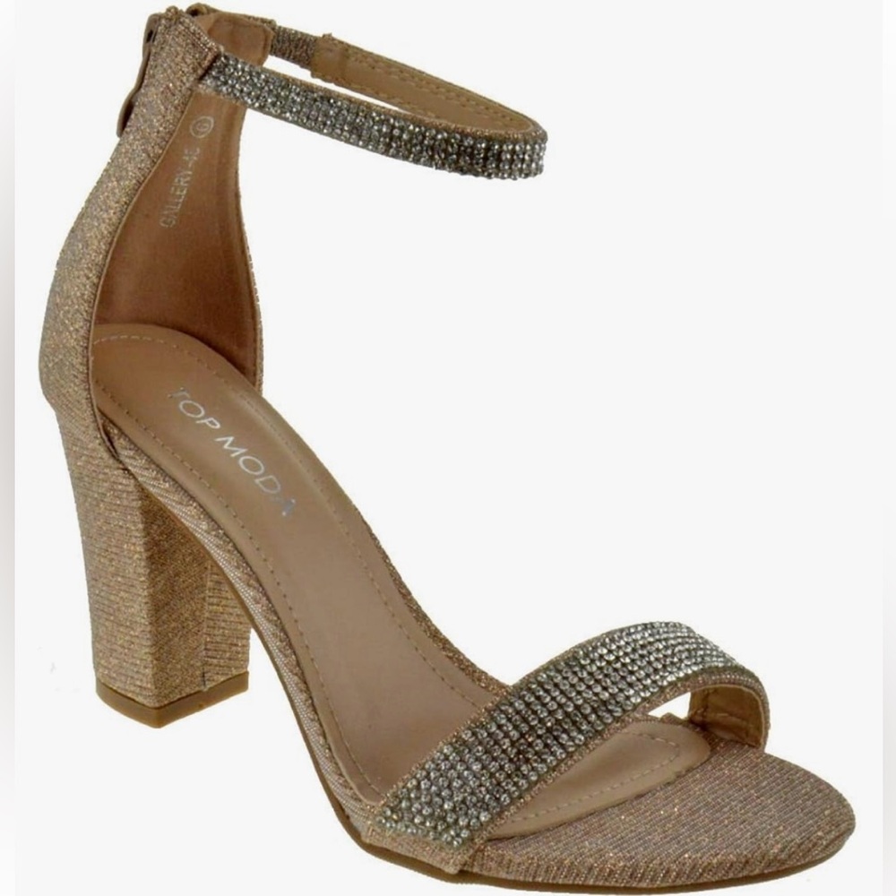 Rhinestone, rose gold platform heel, size 8.5, gorgous and worn once dressy!